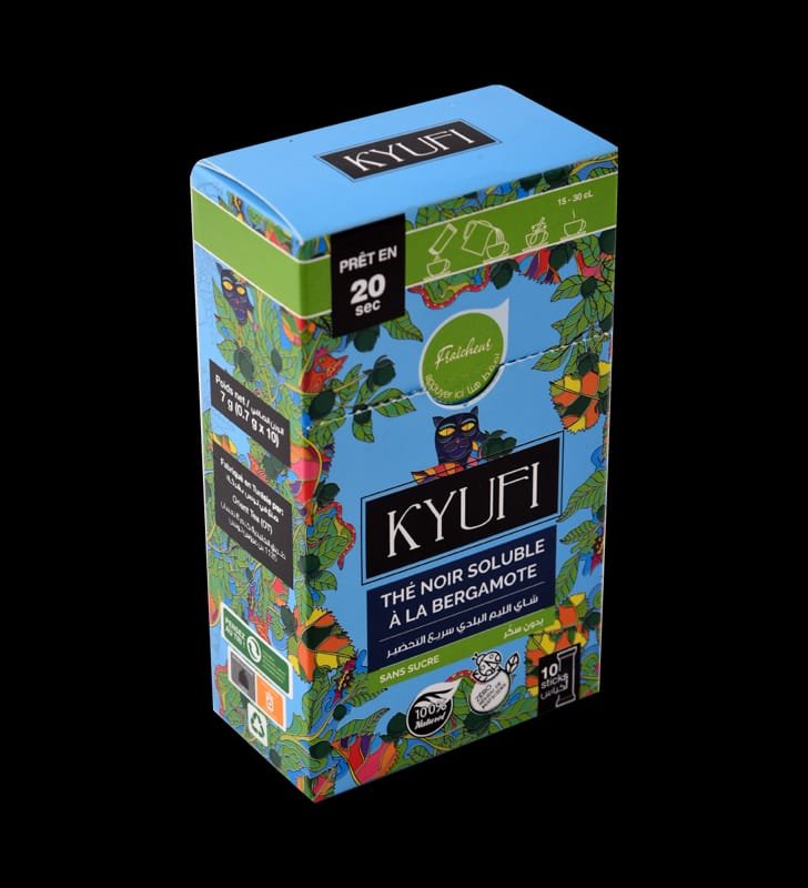 Thé noir soluble KYUFI   10 Sachets Bergamotte-Sans sucre