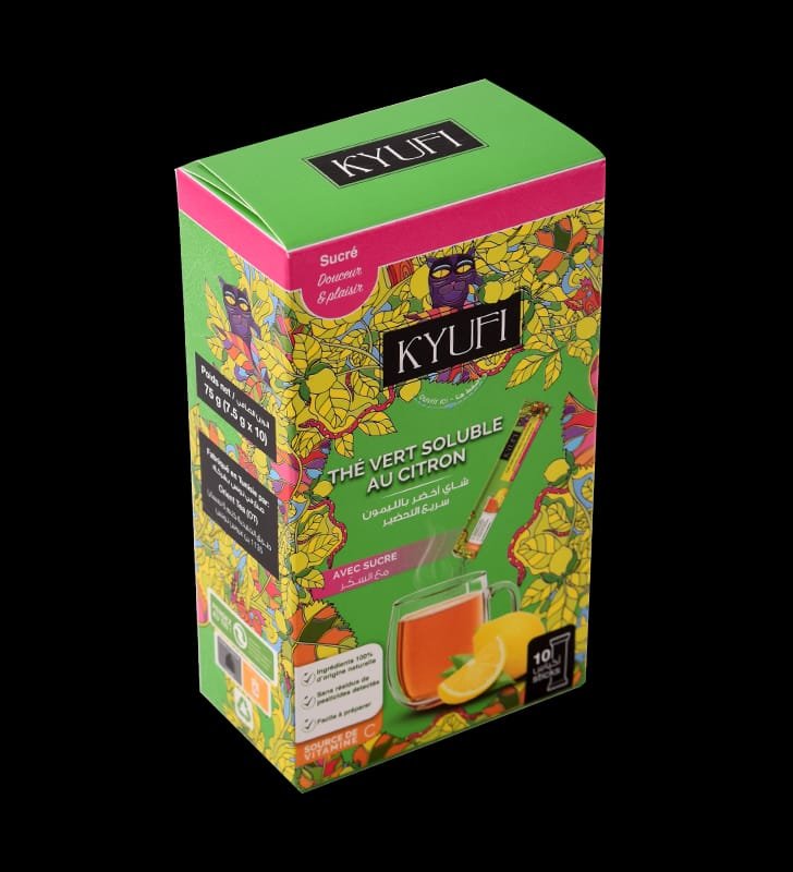 Thé vert soluble KYUFI   10 Sachets Citron-Avec sucre